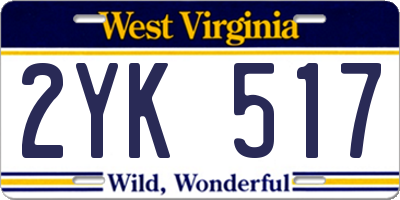WV license plate 2YK517