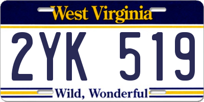 WV license plate 2YK519