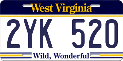 WV license plate 2YK520