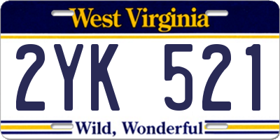 WV license plate 2YK521