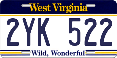 WV license plate 2YK522