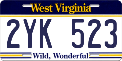 WV license plate 2YK523