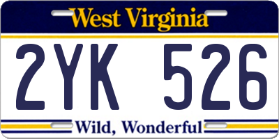 WV license plate 2YK526