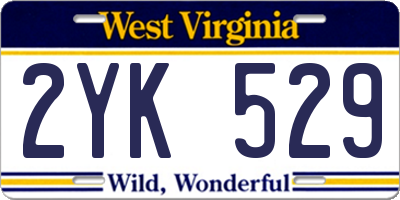 WV license plate 2YK529