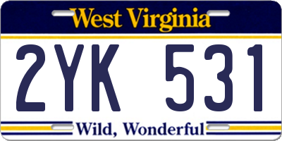 WV license plate 2YK531