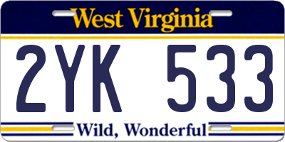 WV license plate 2YK533