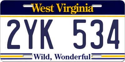 WV license plate 2YK534