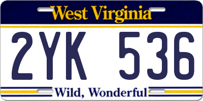 WV license plate 2YK536