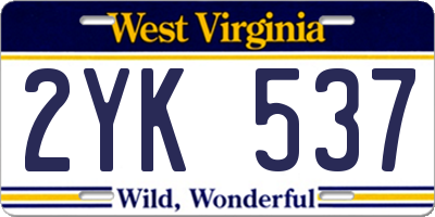 WV license plate 2YK537