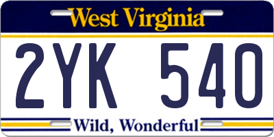 WV license plate 2YK540