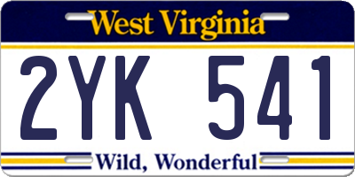 WV license plate 2YK541