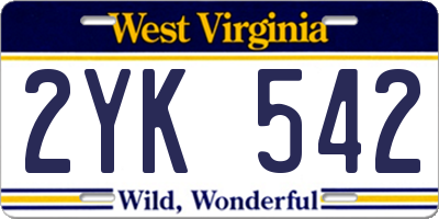 WV license plate 2YK542