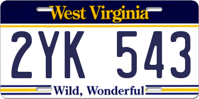 WV license plate 2YK543