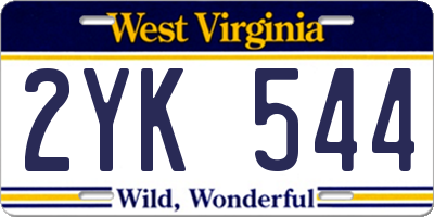 WV license plate 2YK544