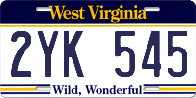 WV license plate 2YK545
