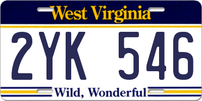 WV license plate 2YK546