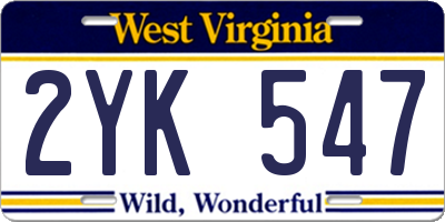 WV license plate 2YK547