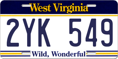 WV license plate 2YK549