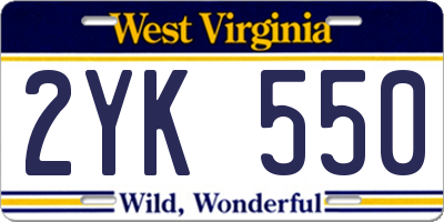 WV license plate 2YK550
