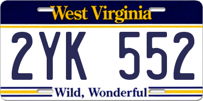 WV license plate 2YK552