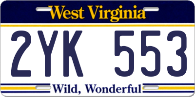 WV license plate 2YK553