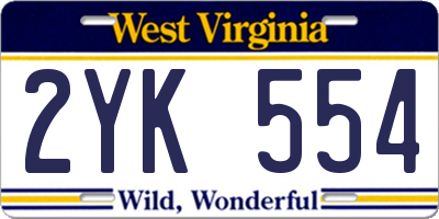 WV license plate 2YK554