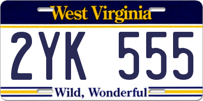 WV license plate 2YK555