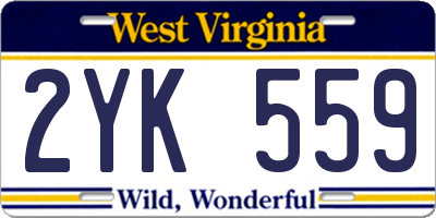 WV license plate 2YK559