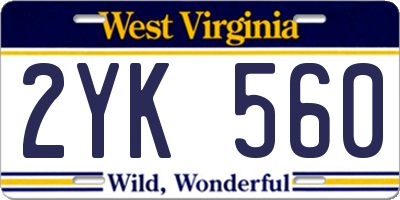 WV license plate 2YK560