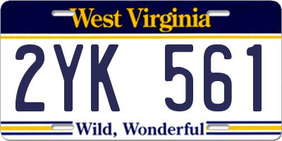 WV license plate 2YK561