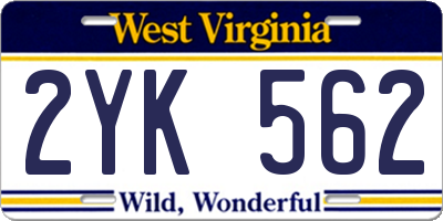 WV license plate 2YK562