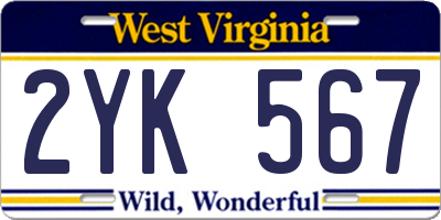 WV license plate 2YK567