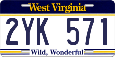 WV license plate 2YK571