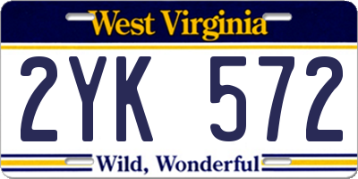 WV license plate 2YK572