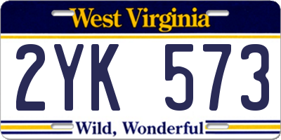 WV license plate 2YK573