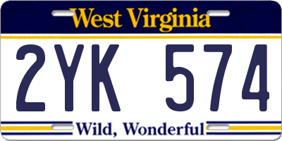 WV license plate 2YK574