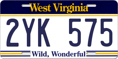 WV license plate 2YK575