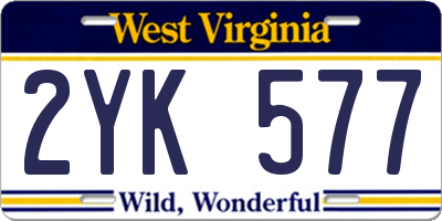 WV license plate 2YK577