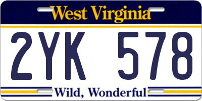 WV license plate 2YK578