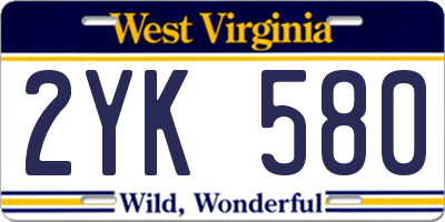 WV license plate 2YK580