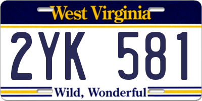 WV license plate 2YK581