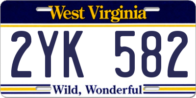 WV license plate 2YK582