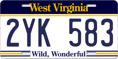 WV license plate 2YK583