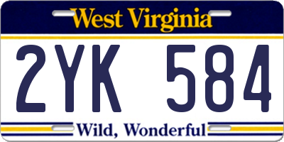 WV license plate 2YK584