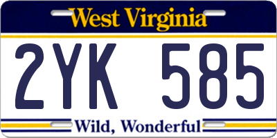 WV license plate 2YK585