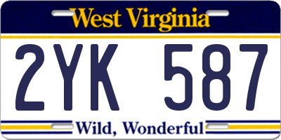 WV license plate 2YK587