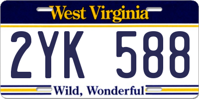 WV license plate 2YK588