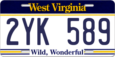 WV license plate 2YK589
