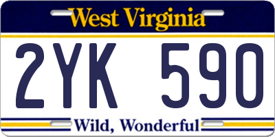 WV license plate 2YK590