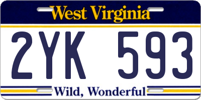 WV license plate 2YK593